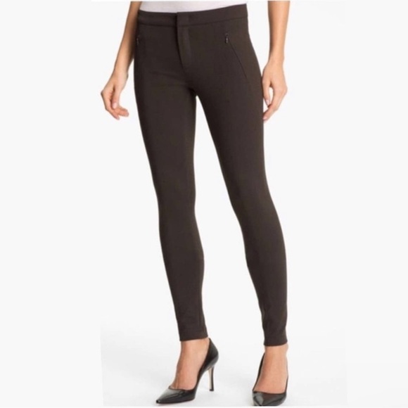 Vince Riding Ponte Pants Skinny Fit Side Zip Pockets Dark Brown Size 6 Women’s - Picture 1 of 12